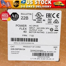 22B-D6P0N104 Allen-Bradley PowerFlex 40 2.2KW/3.0HP AC Drive US Free Tax
