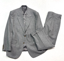 vtg Ermenegildo Zegna Italy 46R 40x30 Heather Gray 2pc Pant Suit Light Flannel