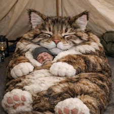 Giant Fluffy Plush Cat Sleeping Bag for Human Adults, Cozy Soft Warm Blanket Ani