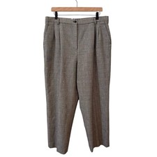 Vintage Women's Pendleton 100 Wool Plaid Glen Check Black White Trousers Sz 18