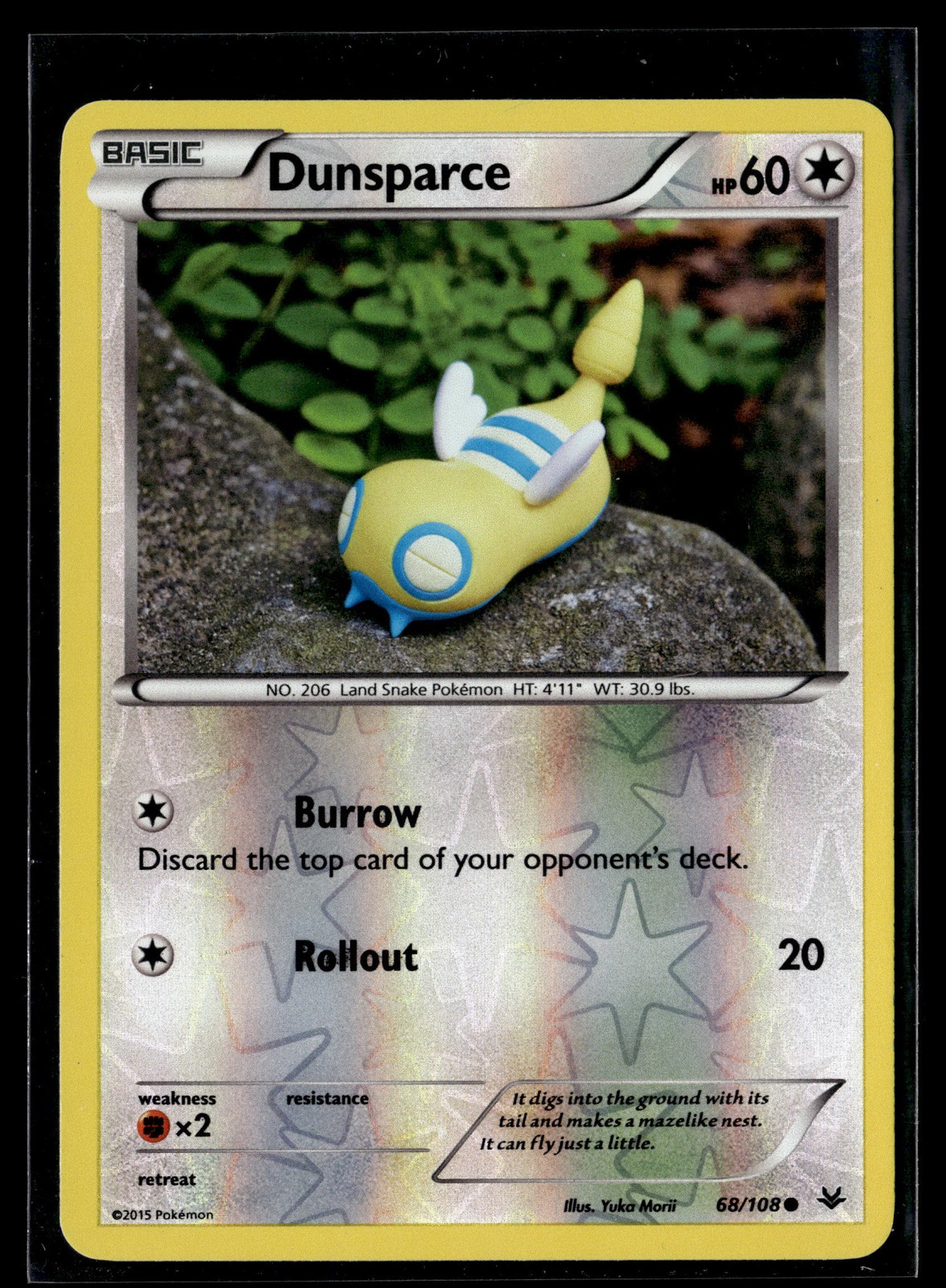 Pokemon TCG XY - Roaring Skies #68/108 Dunsparce Yuka Morii  Reverse Holo