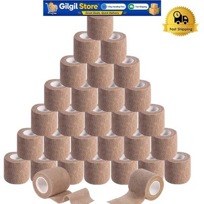 30 Pack Hypoallergenic Self Adhesive Bandage Rolls - 2 Inch x 5 Yards