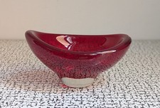 60s Vintage Retro Ruby Red Whitefriars Art Glass Bowl Dish Ashtray MCM
