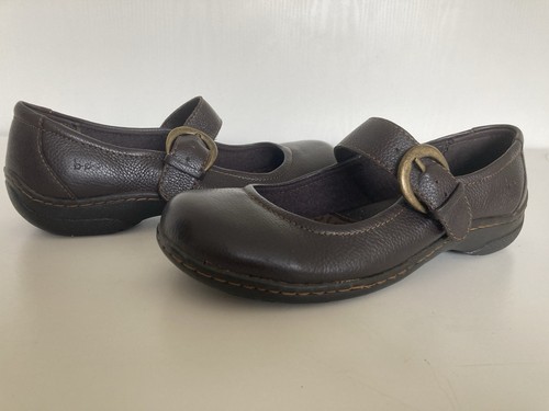 BOC Born Dark Brown Leather Chunky Flat Mary Janes With Buckle Size 5 - Picture 3 of 23