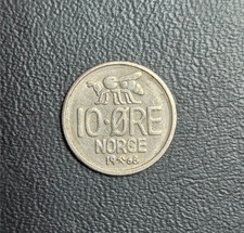 Norway Norwegian 1968 - 10 ore - Olav V Copper-nickel Coin -