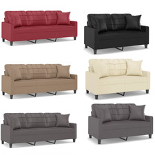 2-Sitzer-Sofa Schlafsofa Ecksofa Sofa Sofagarnitur mit Zierkissen Kunstleder