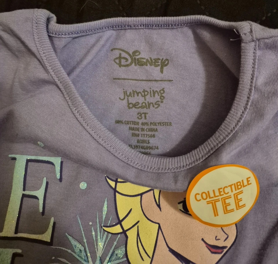 CAMISETA COLECCIONABLE ELSA FROZEN DISNEY MANGA LARGA BRILLANTE - NUEVA NIÑA TALLA 3T Foto 2 de 2