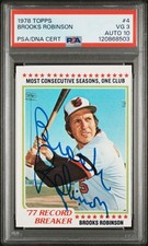 1978 Topps Brooks Robinson Signed Card #4 PSA/DNA 3 AUTO 10 HOF DUAL GRADE