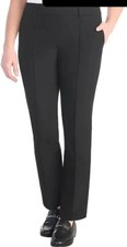 Hilary Radley Women's Mid Rise Slim Leg Built-in Tummy Control Pants, Black, L