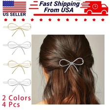 4pcs 2-Color Metal Alloy Bowknot Hair Clips Fashion European American Hairpins  