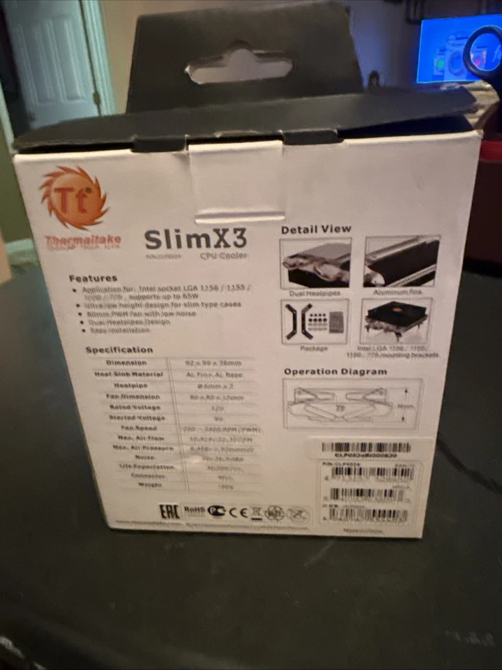 Thermaltake Slim 3x CPU Cooler-intel Socket LGA 1255-CLP 0534 - Image 2 of 4