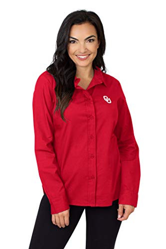 NCAA Oklahoma Sooners Womens Crimson Oxford Shirt Size Large