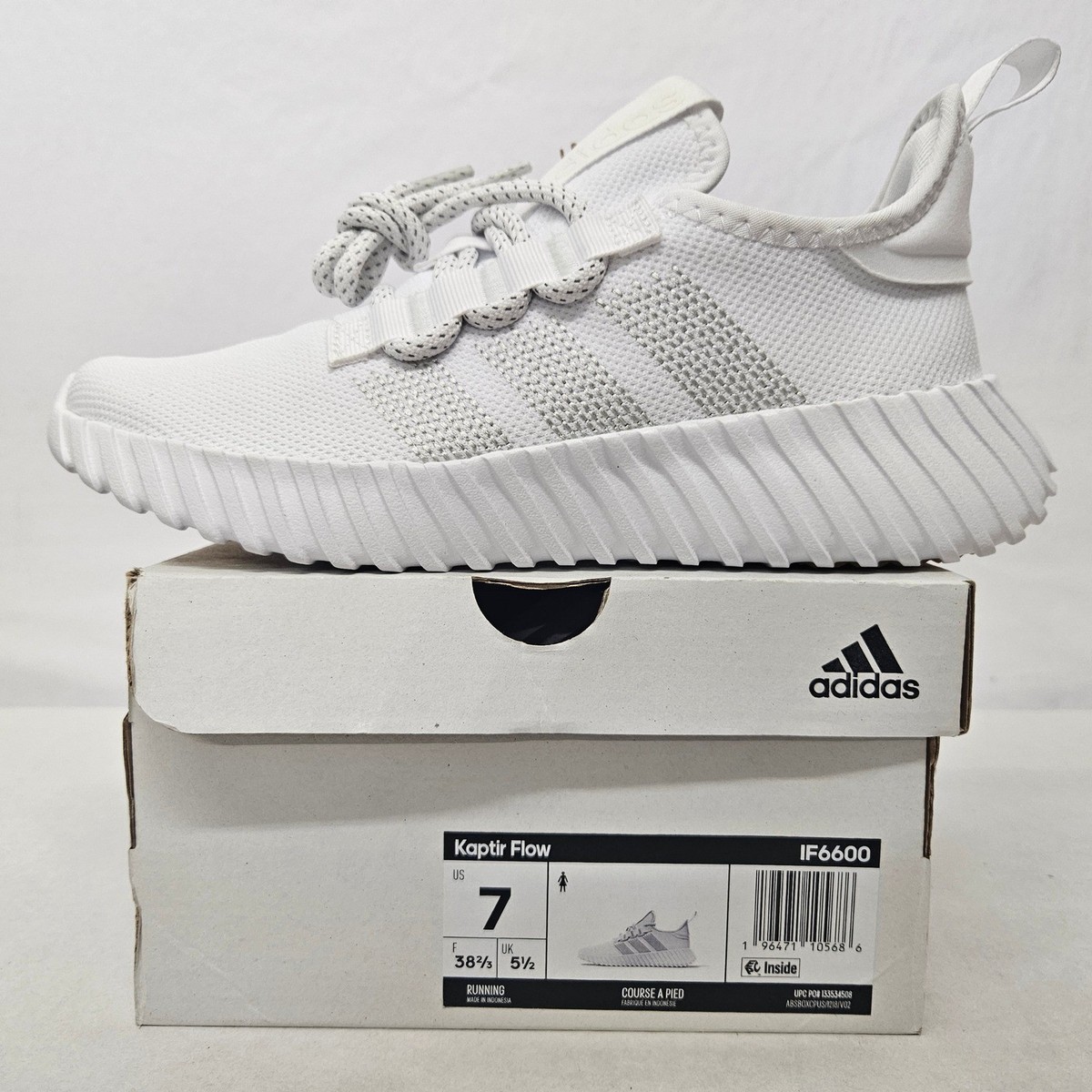 n Adidas Kaptir Flow Running Shoes IF6600 White Silver Womens Size 7