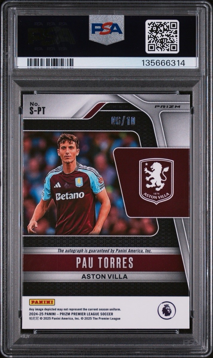 Panini Prizm Premier League 24/25 Pau Torres Gold Prizm Signature