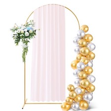 New Best 7.2 ft Gold Metal Balloon Arch Stand, Backdrop Stand with Stable Base