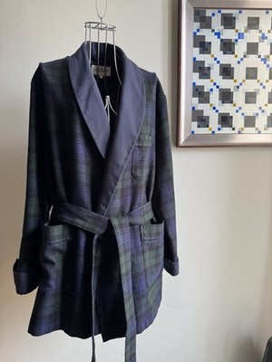 Derek Rose Schlafjacke Smoking Jacket 100% Wolle Tartan M