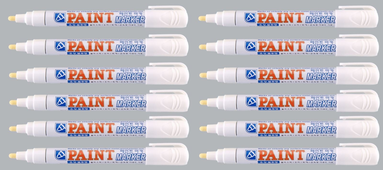 White Permanent Paint Markers Industrial Strength Universal Surface Pens Pack 12