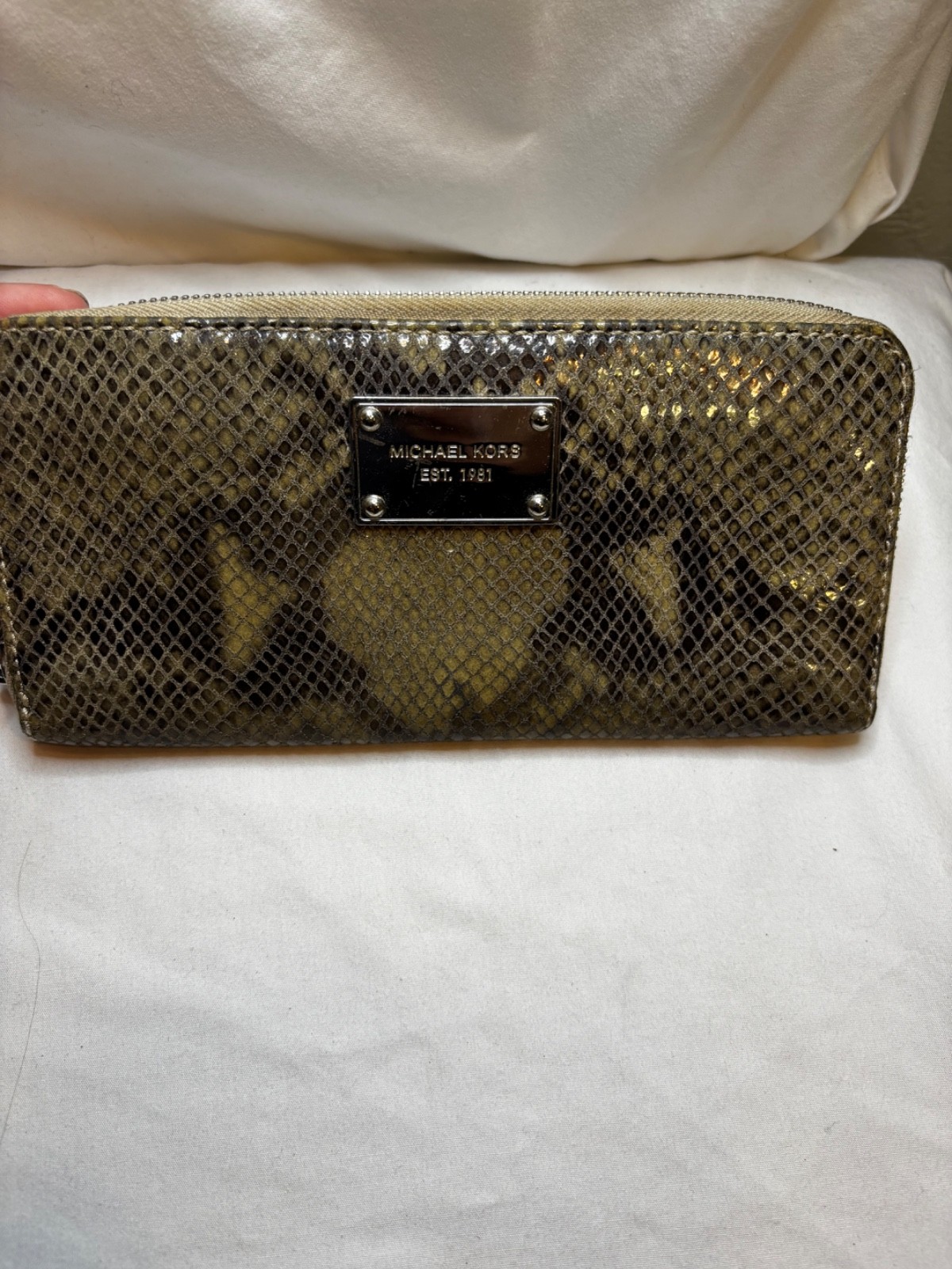 Michael Kors Jet Set Python Pattern Leather Zip A… - image 1