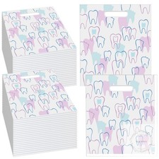 300 Pcs Tooth Merchandise Bags with Handles Plastic Dental Bags for Patients Den