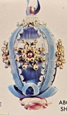 Walco SATIN PEARL Peacock Blue Easter Vtg Sequin Bead Christmas Ornament Kit