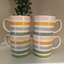Next Striped Mugs / Cups - Set Of 4 - Stoneware