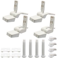 2 Pairs Plastic Toilet Seat Hinges White Replacement With Bolts Nuts Hardware