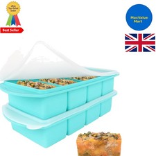 2 Pack Silicone Freezer Tray for Soup Ice Cubes,1-Cup Molds Blue