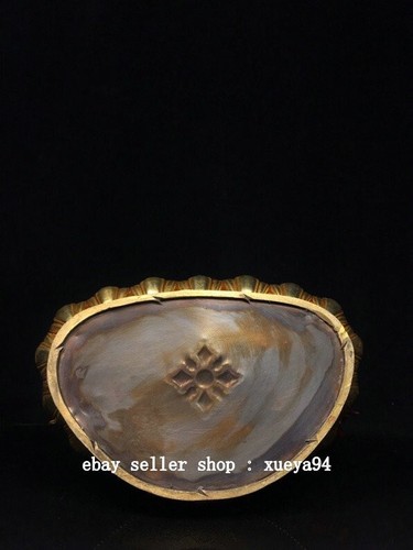 12.8" Old Tibet Nepal Copper Gilt Painting Face White Tara Goddess Buddha Statue - Picture 9 of 9