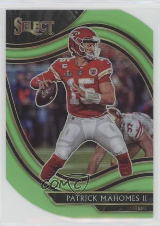 2020 Panini Select Field Level Neon Green Prizm Die-Cut Patrick Mahomes II 0o99
