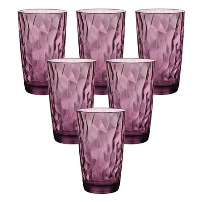 BORMIOLI ROCCO 6er _ 470 ml Trinkglas Diamond ACQUA, lila _ 51296