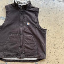 2000s Chocolate Brown Carhartt Sherpa Lined Vest