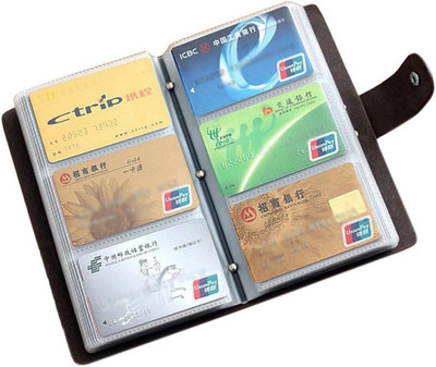 Leather Credit Card Holder Business Card Case Book Style 90 Count Name ID Card H