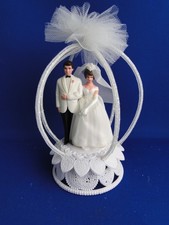 New Vintage Wilton Petite "Diamond Crown" , white tux Wedding CakeTop, 104-41522
