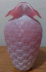 Fenton Basket Weave 9" Vase Cranberry Opaline MINT