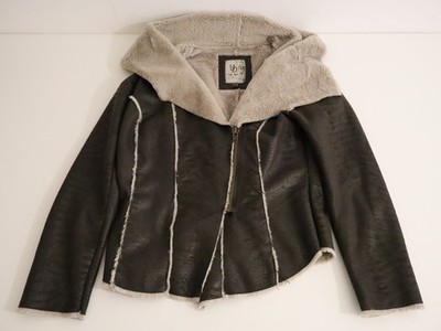 E-Vie Utility Delux khaki Faux Lammfell Kapuze Reißverschluss Jacke Größe 8
