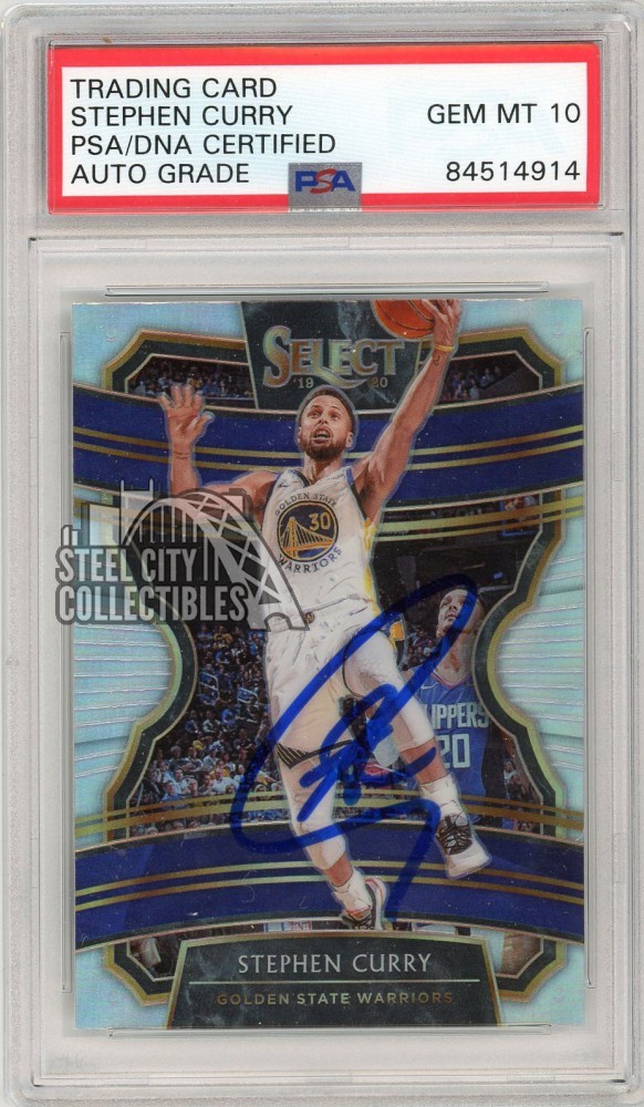 Stephen Curry 2019-20 Panini Select Silver Autograph Card #91 PSA/DNA 10