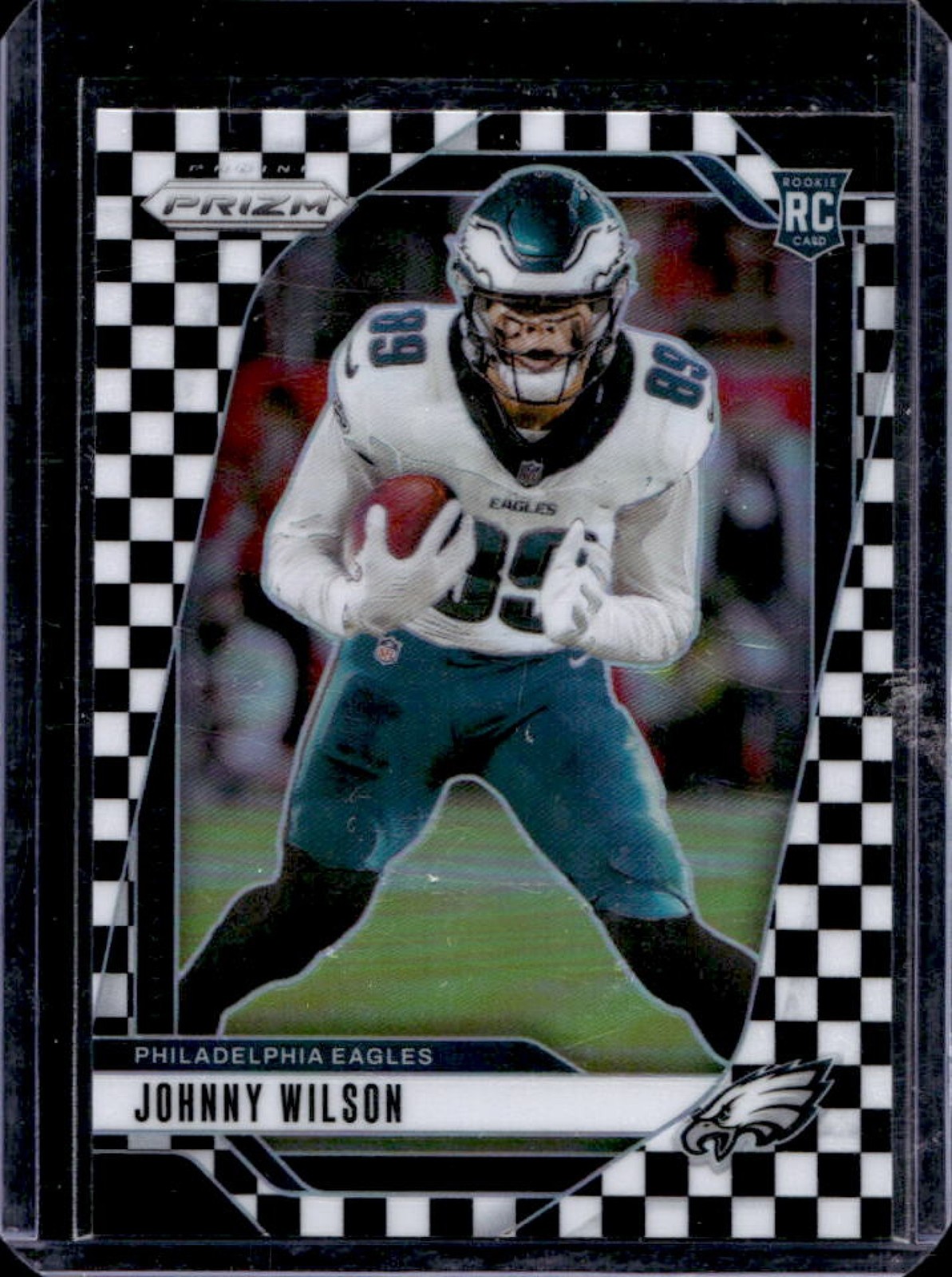 2024 Prizm Johnny Wilson RC Black and White Checker Rookie #355 Eagles