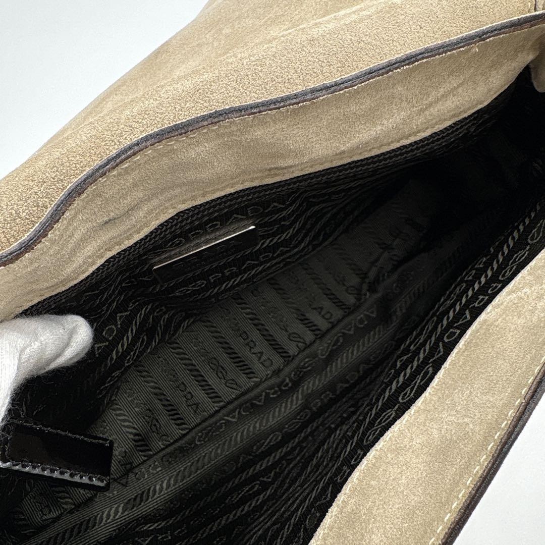 PRADA Shoulder Bag Purse Logo Suede Leather Authentic thumbnail 12