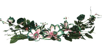 Blue Pink Magnolia Rose Dogwood 58in Artificial Polysilk Faux Greenery Fake