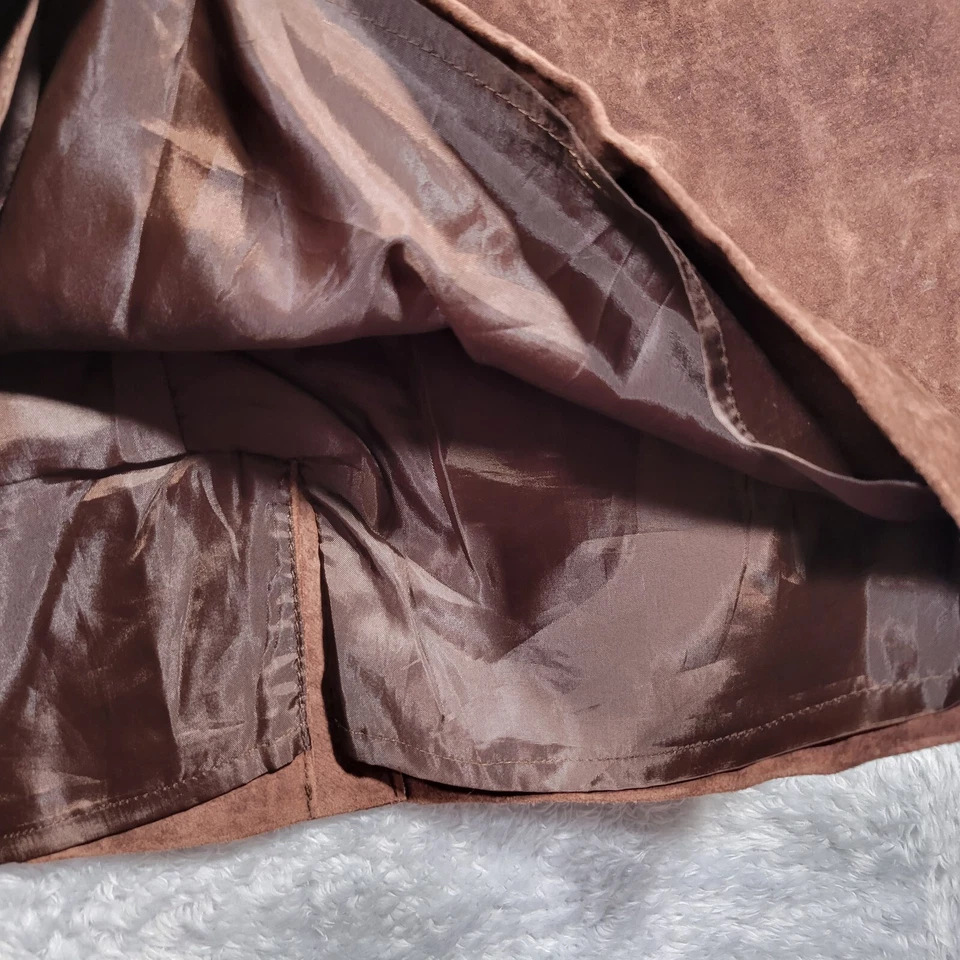 Newport News Falda Lápiz Mujer 10 Marrón Gamuza Genuina Cuero Cerdo 30x22 Foto 2 de 4