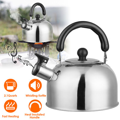Camping Whistling Tea Kettle Stainless Steel Tea Pot with