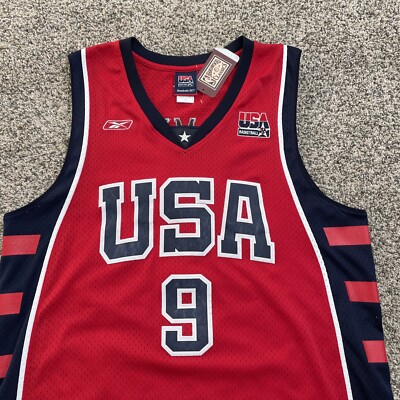 Reebok LeBron James USA Basketball Team Jersey #9 Red Blue Mens Sz
