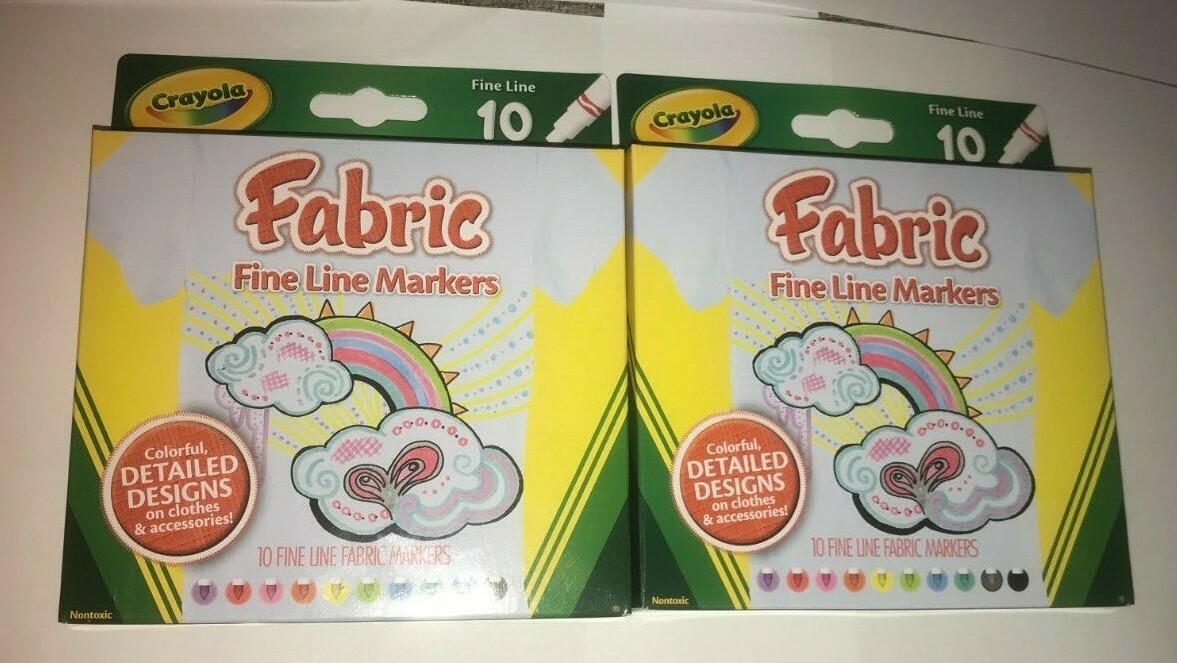 LOT OF 2 PACKS OF 10 CRAYOLA FABRIC FINE LINE MARKERS NIP