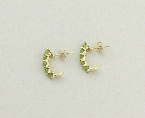 1.00 Ct Peridot Hoop Earrings 10k Solid Yellow Gold - Picture 4 of 4