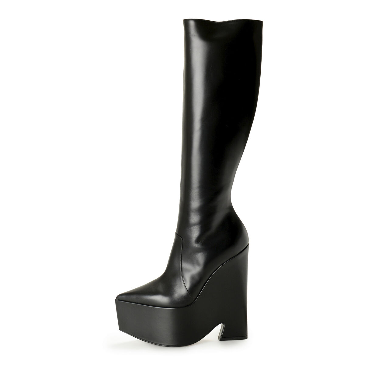 ミドルブーツ VERSACE Women Boots 77VA3S5771570899 Black Versace Women's Black Leather High Heel Platform Boots Shoes