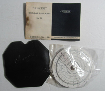 CONCISE Circular Slide Rule #28 Plastic Sponsored by FMC Made in Japan