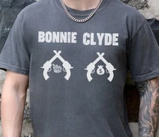Bonnie and Clyde Guns T-Shirt on Premium Vintage Black Comfort Colors Tee