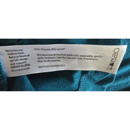 Eileen Fisher Woman Dress Womens 2XL Teal Blue Stretch Elbow Sleeves Swing - Picture 5 of 6