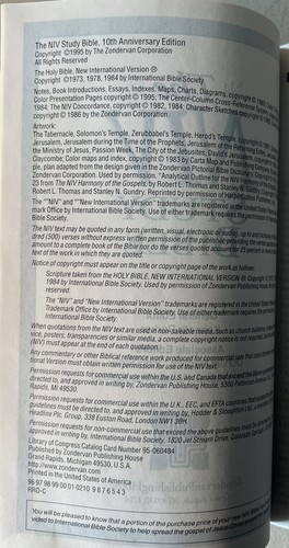 The NIV Study Bible 10th Anniversary Edition 1995 Zondervan Hardcover~Red Letter - 第 8/8 張圖片
