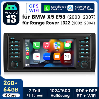 2+64G 7''Android13 Autoradio CarPlay Für BMW E39 X5 E53 GPS Navi DAB+ WIFI BT DSP